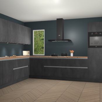 Beton Zwarte greeploze keuken Harare 74772