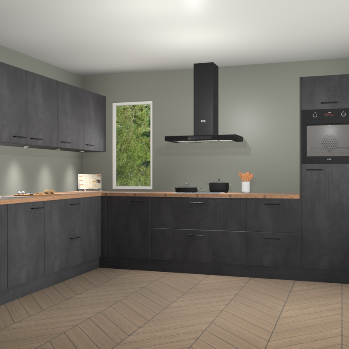 Beton Zwarte keuken Harare 74773