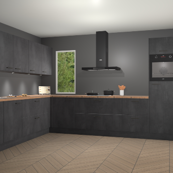 Beton Zwarte keuken Harare 74774