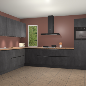 Beton Zwarte greeploze keuken Harare 74775