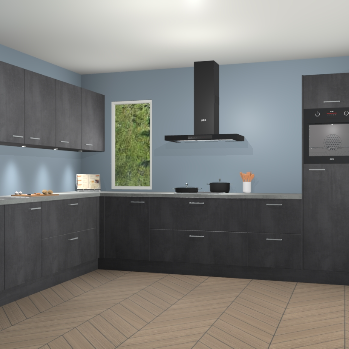 Beton Zwarte keuken Harare 74777