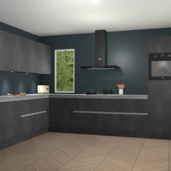 Beton Zwarte greeploze keuken Harare 74778