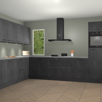 Beton Zwarte keuken Harare 74779