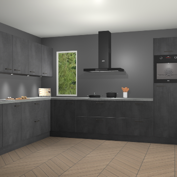 Beton Zwarte keuken Harare 74780