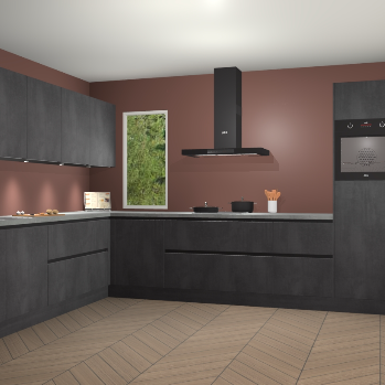 Beton Zwarte greeploze keuken Harare 74781