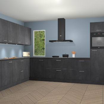 Beton Zwarte keuken Harare 74783