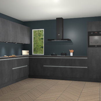 Beton Zwarte greeploze keuken Harare 74784