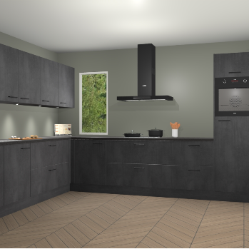 Beton Zwarte keuken Harare 74785