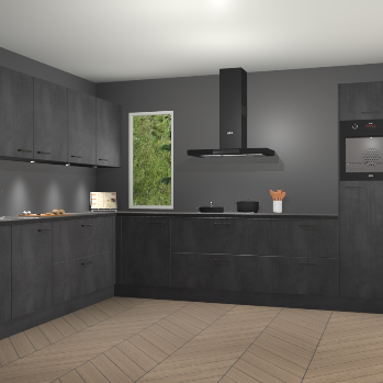 Beton Zwarte keuken Harare 74786