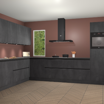 Beton Zwarte greeploze keuken Harare 74787