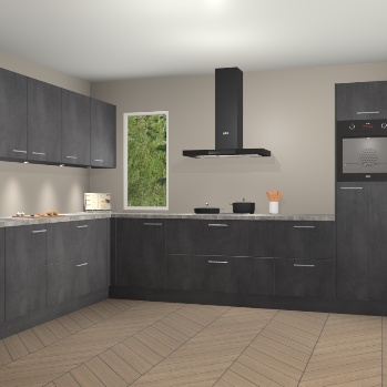 Beton Zwarte keuken Harare 74788