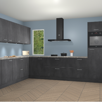 Beton Zwarte keuken Harare 74789