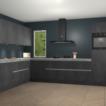 Beton Zwarte greeploze keuken Harare 74790