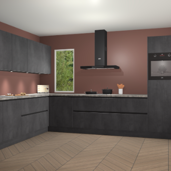 Beton Zwarte greeploze keuken Harare 74793