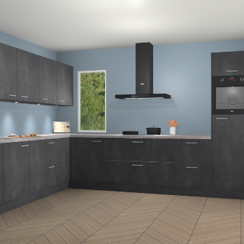 Beton Zwarte keuken Harare 74795