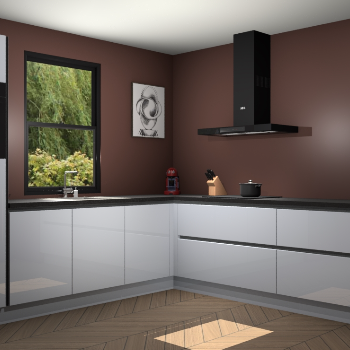 Sneeuwwitte hoogglans greeploze keuken Lublin 64549