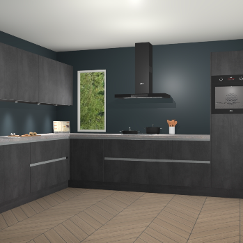 Beton Zwarte greeploze keuken Harare 74796