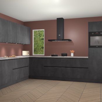 Beton Zwarte greeploze keuken Harare 74799