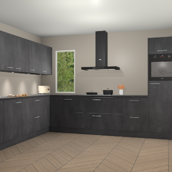 Beton Zwarte keuken Harare 74118