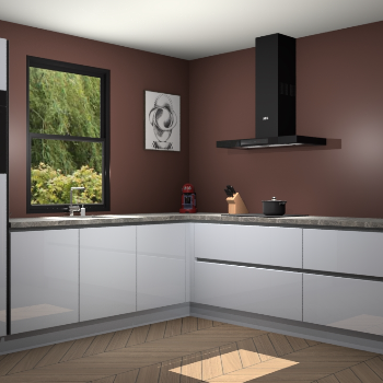 Sneeuwwitte hoogglans greeploze keuken Lublin 64512