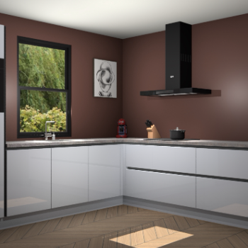 Sneeuwwitte hoogglans greeploze keuken Lublin 64469