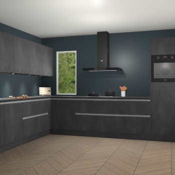 Beton Zwarte greeploze keuken Harare 74087