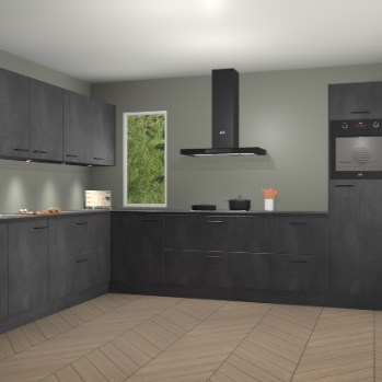 Beton Zwarte keuken Harare 74121