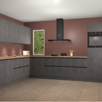 Beton Antraciet greeploze keuken Harare 74805