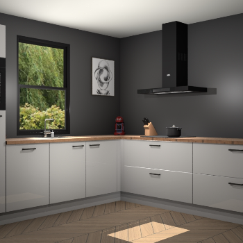 Zijdegrijze hoogglans keuken Lublin 64666