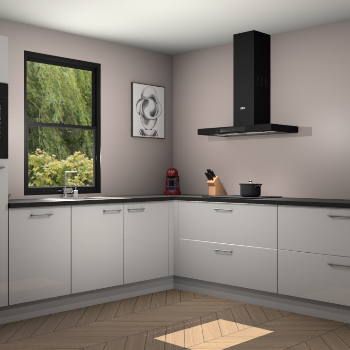 Zijdegrijze hoogglans keuken Lublin 64699