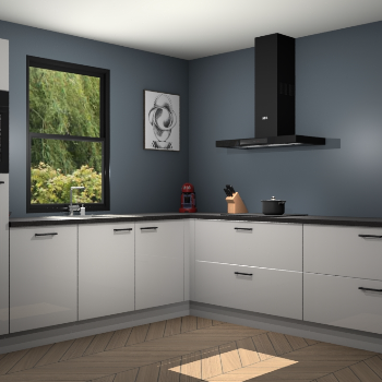 Zijdegrijze hoogglans keuken Lublin 64702