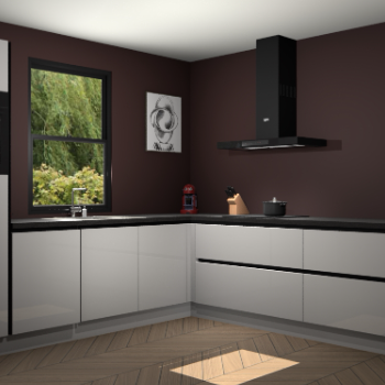 Zijdegrijze hoogglans greeploze keuken Lublin 64704