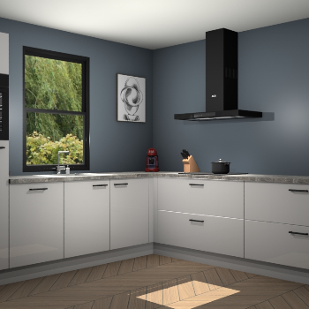 Zijdegrijze hoogglans keuken Lublin 64726