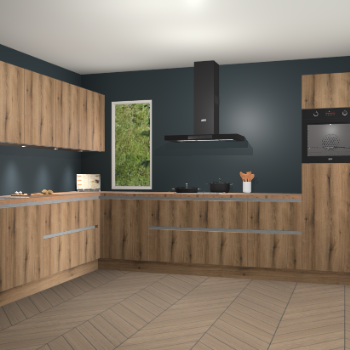 Goud eiken greeploze keuken Harare 75560