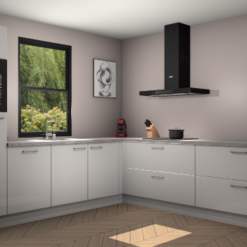 Zijdegrijze hoogglans keuken Lublin 64738