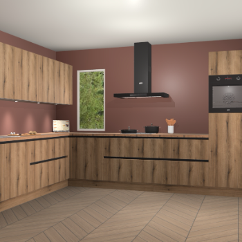 Goud eiken greeploze keuken Harare 75563