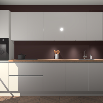 Zijdegrijze hoogglans greeploze keuken Wels 62527