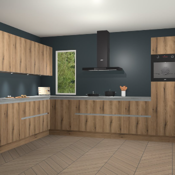 Goud eiken greeploze keuken Harare 75809