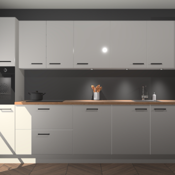 Zijdegrijze hoogglans keuken Wels 61128