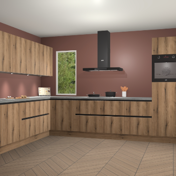 Goud eiken greeploze keuken Harare 75812