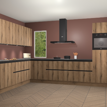 Goud eiken greeploze keuken Harare 75818