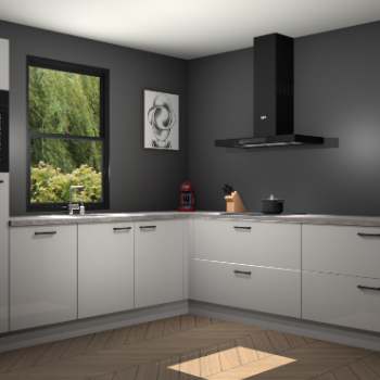 Zijdegrijze hoogglans keuken Lublin 64742