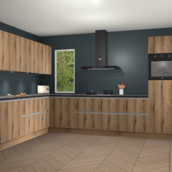 Goud eiken greeploze keuken Harare 75815