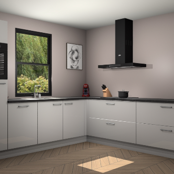 Zijdegrijze hoogglans keuken Lublin 64805