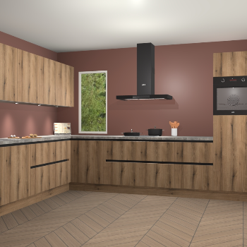 Goud eiken greeploze keuken Harare 75824