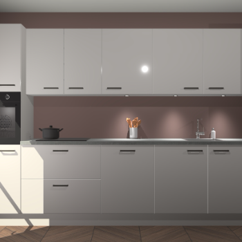 Zijdegrijze hoogglans keuken Wels 61165