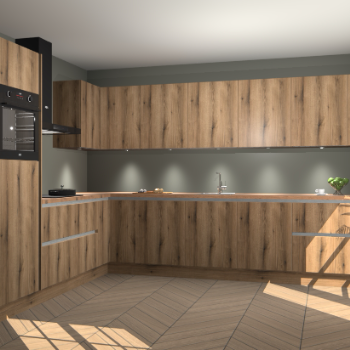 Goud Eiken greeploze keuken Debar 76397