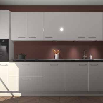 Zijdegrijze hoogglans keuken Wels 61184