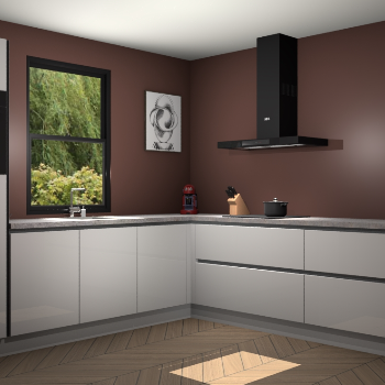 Zijdegrijze hoogglans greeploze keuken Lublin 64740