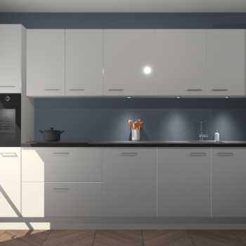Zijdegrijze hoogglans keuken Wels 61185